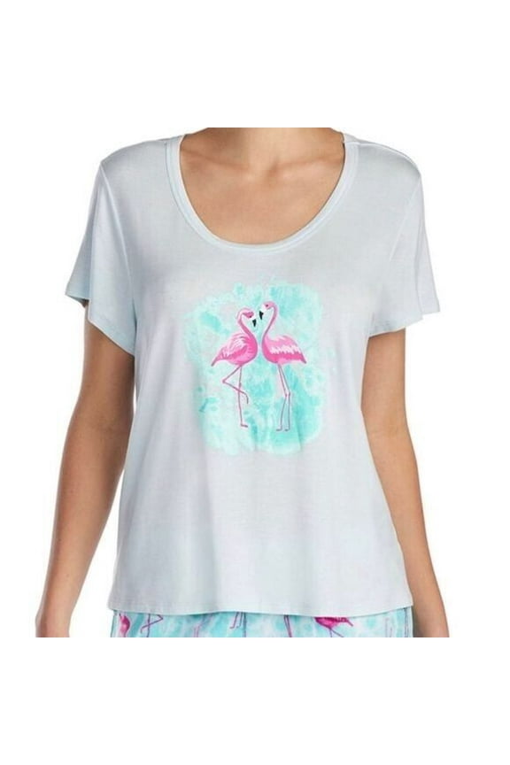 Flamingo-Screen Print Knit Sleep Shirt Blue Cloud Size Large