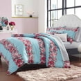 thumbnail image 1 of Betsey Johnson Floral Microfiber Plain Weave Washable Comforter Sets, Full/Queen, Blue, 1 of 6