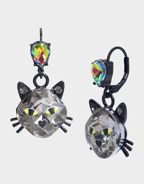 Betsey Johnson Halloween Cat Drop Earrings