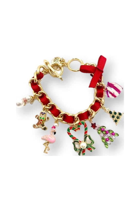 Holiday Whimsy Charm Bracelet for Women (Christmas Tree, Flamingo, Snowman & More)