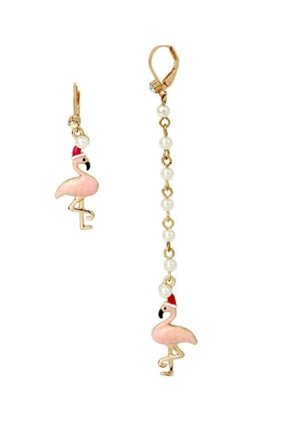 Holiday Whimsy Flamingo Linear Earrings Pink for Adult Women