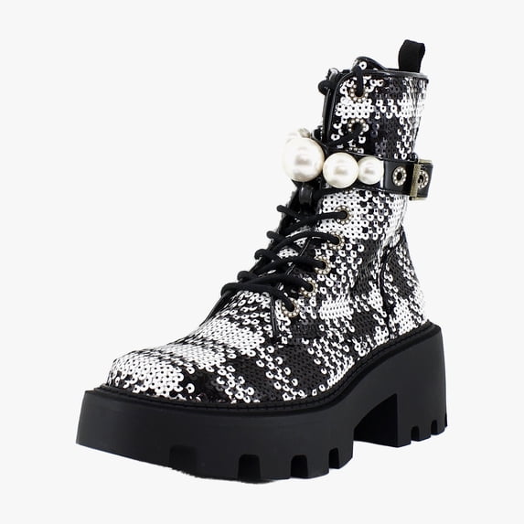 Betsey Johnson Jonnie Women's Boots Black/White Plaid Size 6.5 M