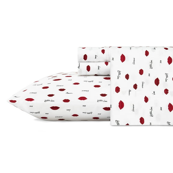 Betsey Johnson Love Lips Red Full Sheet Set