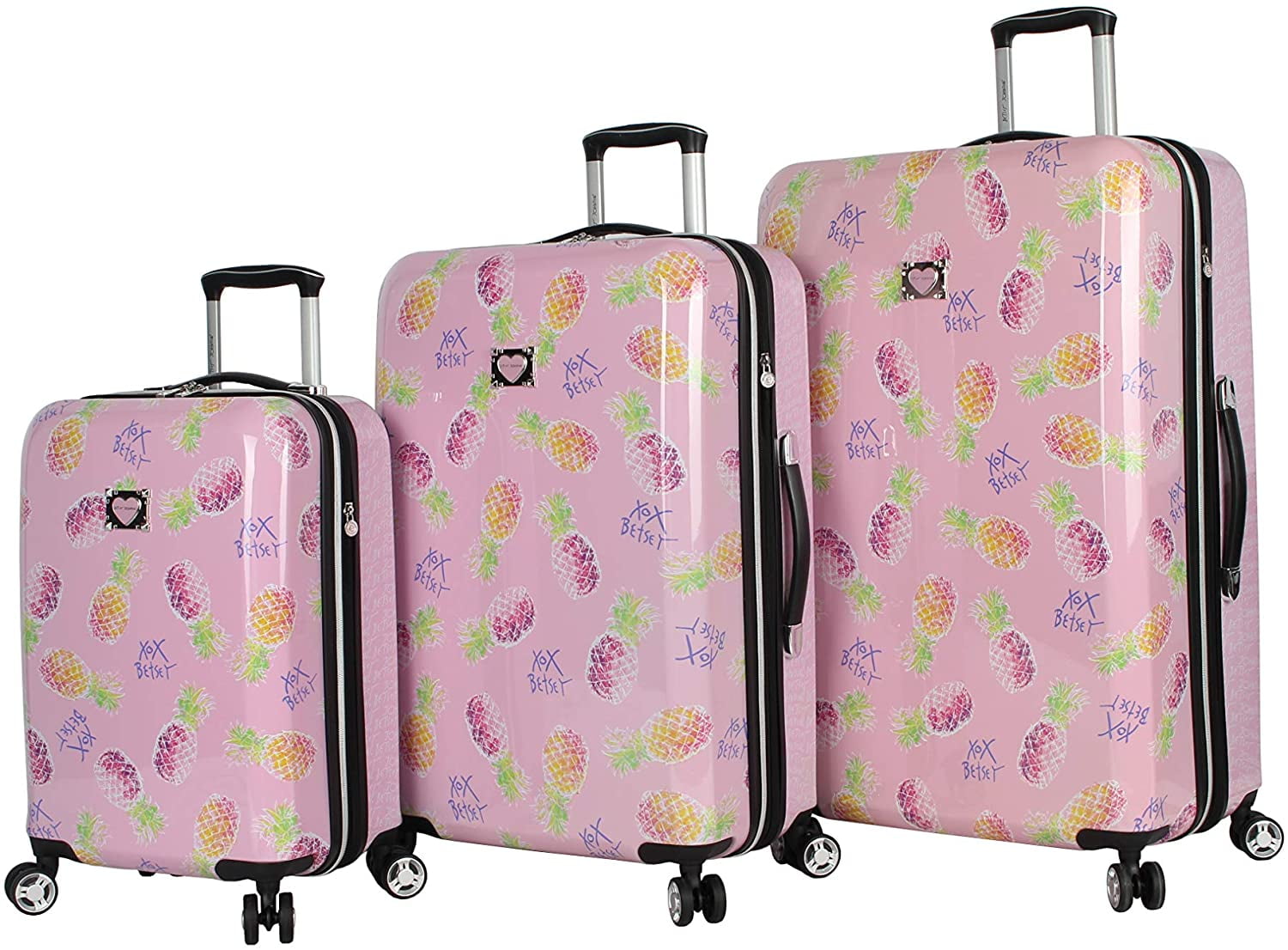 Betsey Johnson Luggage Hardside 3 Piece Set Suitcase With Spinner