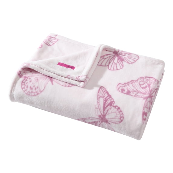 Betsey Johnson Malachite Butterfly Light Pink & Sea Pink King Bed Blanket, Soft Cozy Bedroom Blanket, Machine Washable