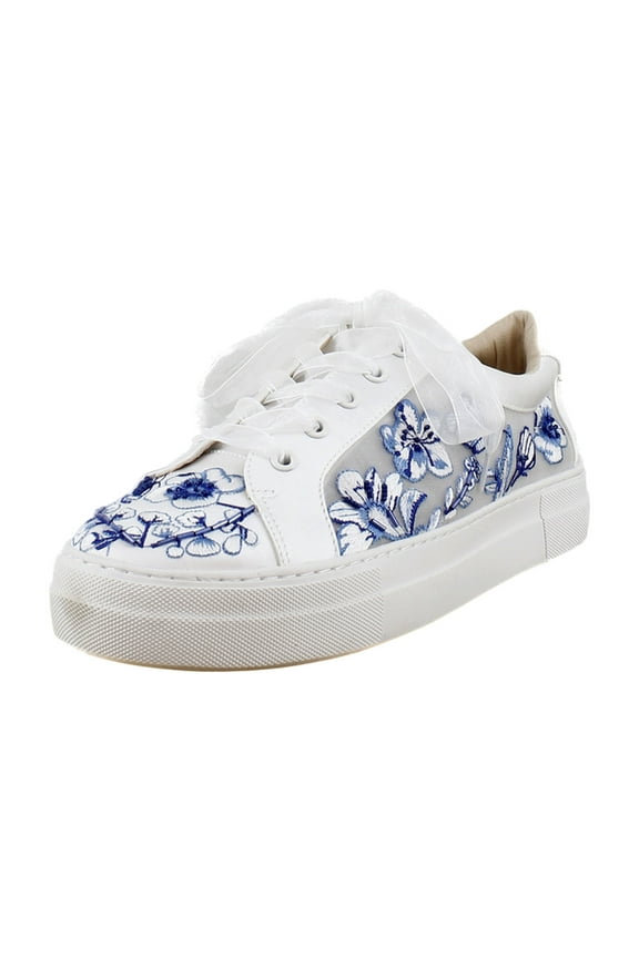 Nino Women's Fashion Sneakers White Blue Floral Size 6.5 M