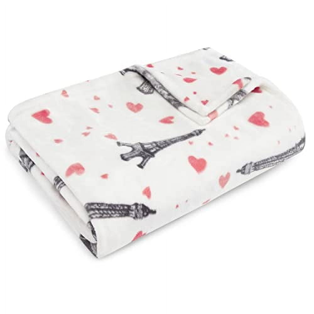Paris Love Pink Ultra Soft Fleece Throw Blanket