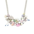 thumbnail image 1 of Betsey Johnson Pearl and Flower Statement Necklace, 19 inches, Silver Chain with Pink Heart and Bunny Charms, 1 of 3
