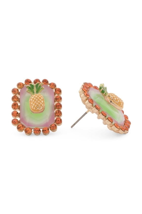 Pineapple Stud Earrings Pineapple Stone Stud Earrings, One Size