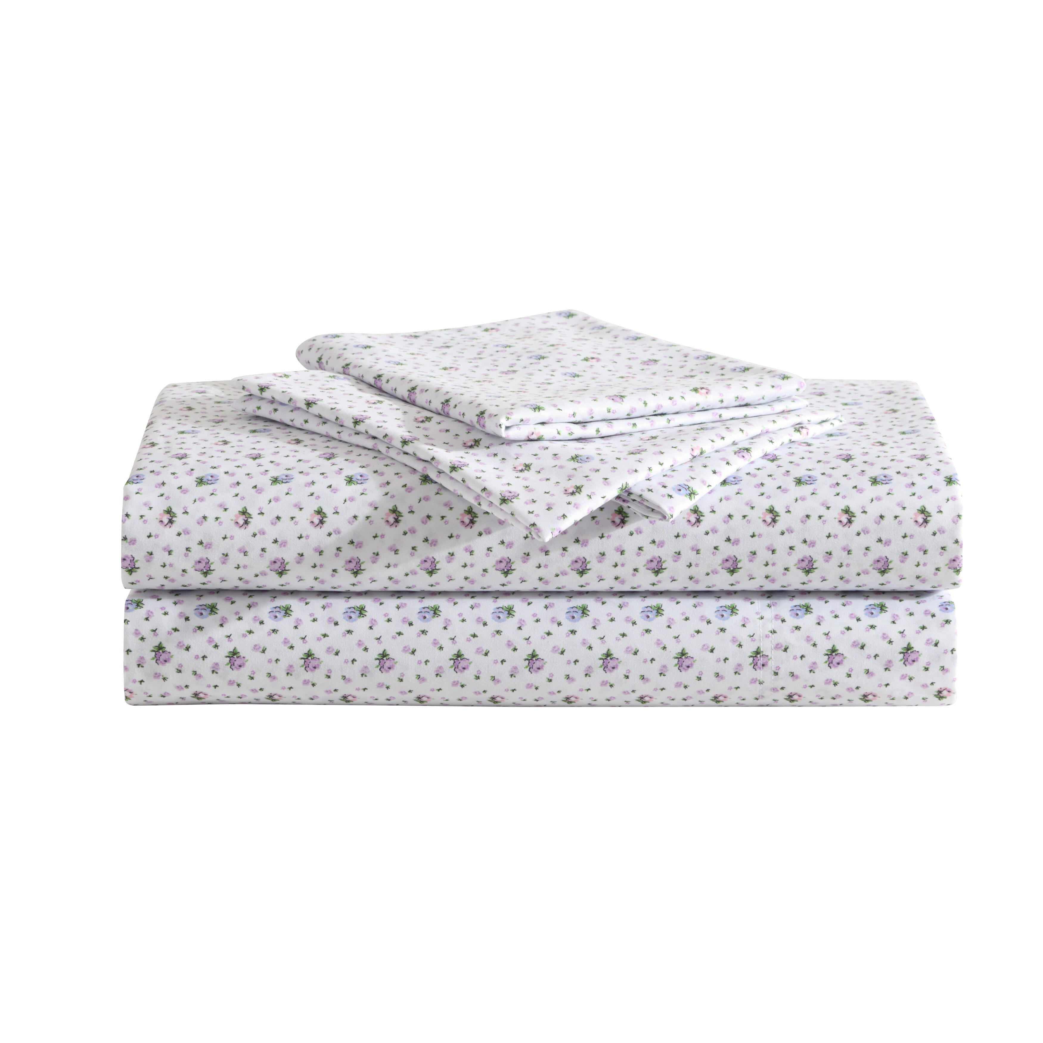 White Floral Twin Microfiber Sheet Set