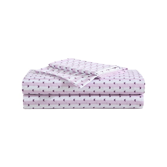 Betsey Johnson Butterfly Stripe Purple Full Sheet Set