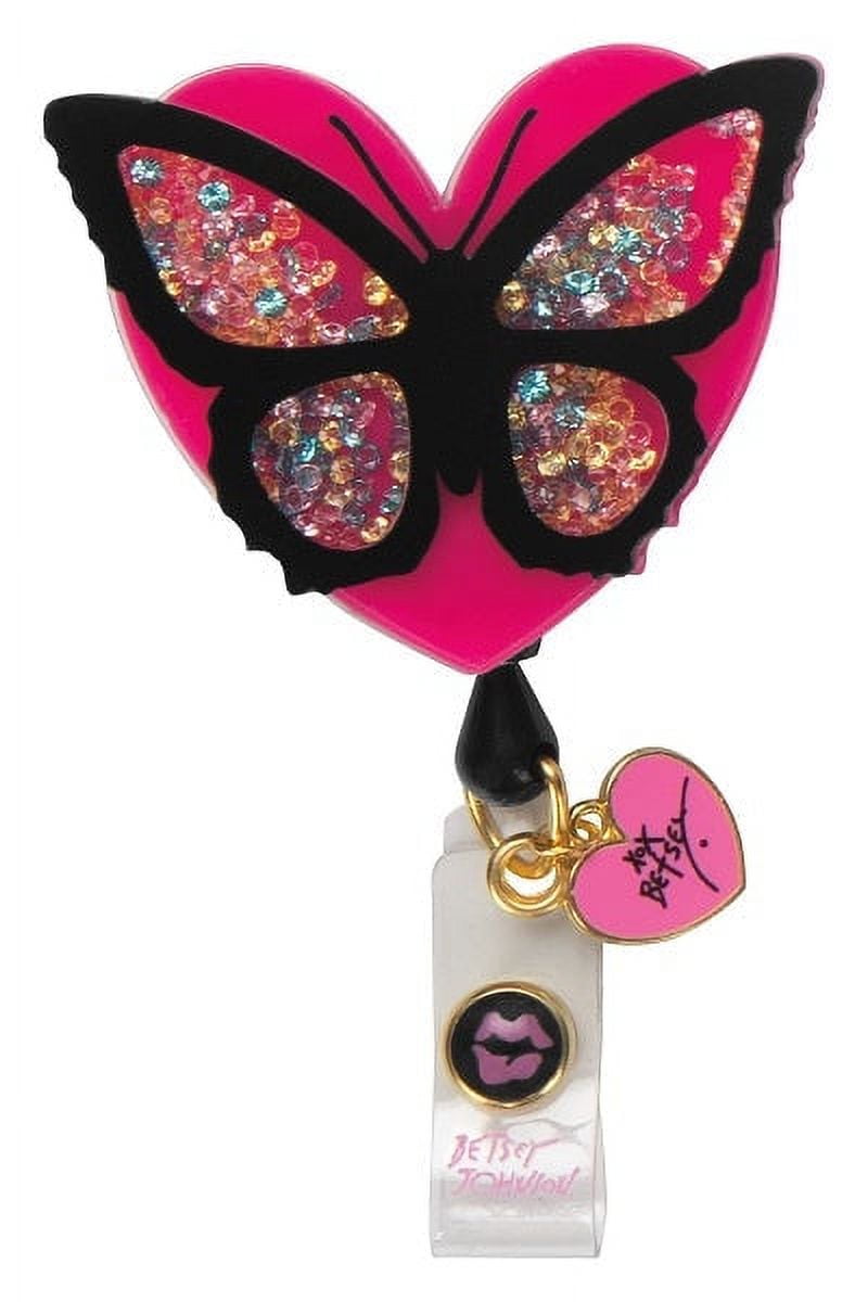 Betsey Johnson Retractable Badge Reels Color: Heart Butterfly 