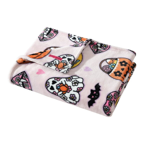 Betsey Johnson Retro Halloween - Pink 50" X 70" Throw Blanket