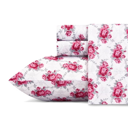 Betsey Johnson Skull Rose Trellis Bright Red King Sheet Set