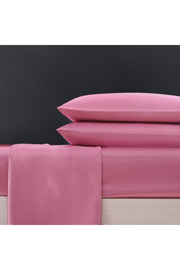 Solid Satin Chateau Rose Twin Sheet Set