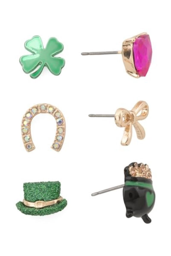 St. Patrick's Day Mismatched Stud Earrings Set