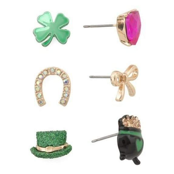 Betsey Johnson St. Patrick's Day Mismatched Stud Earrings Set