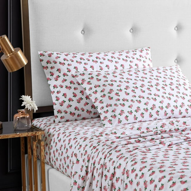 Betsey Johnson Teeny Tiny Roses Pink Twin Sheet Set