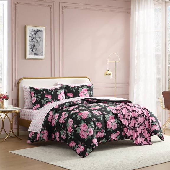 Betsey Johnson - Twin Comforter Set, Reversible & Buttery-Soft Faux Fur Bedding w/Matching Pillowcase, Medium Weight for Year Round Use, 2 Piece Bed Sets (Betsey's Leopard Beige)