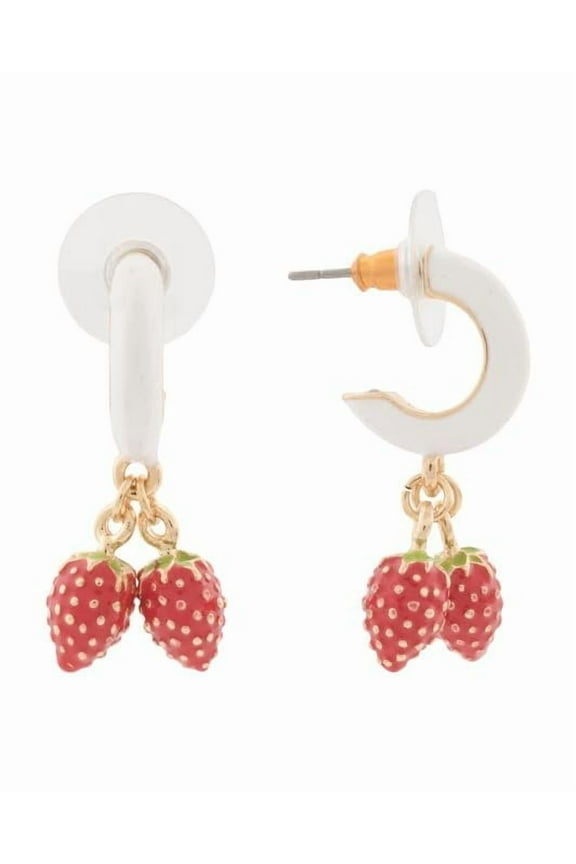 Women's Betsey's Backyard Strawberry Charm Huggie Earrings