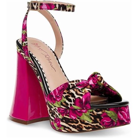 Betsey Johnson Women’s Brylie Heeled Sandal, Leopard Floral, 5