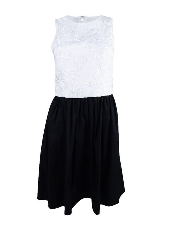 Betsey Johnson Women's Colorblocked Fit & Flare Party Dress (4, Ivory/Black)