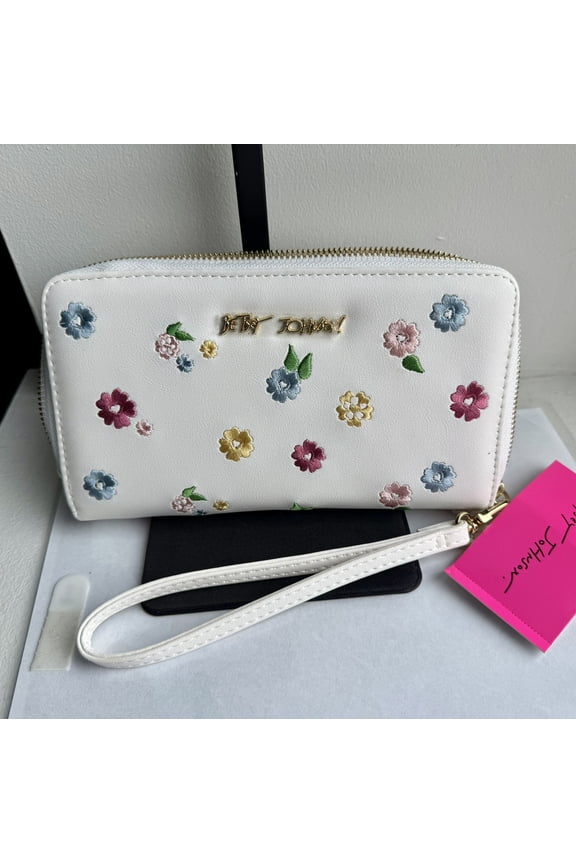 Women's Floral Wristlet Wallet, White