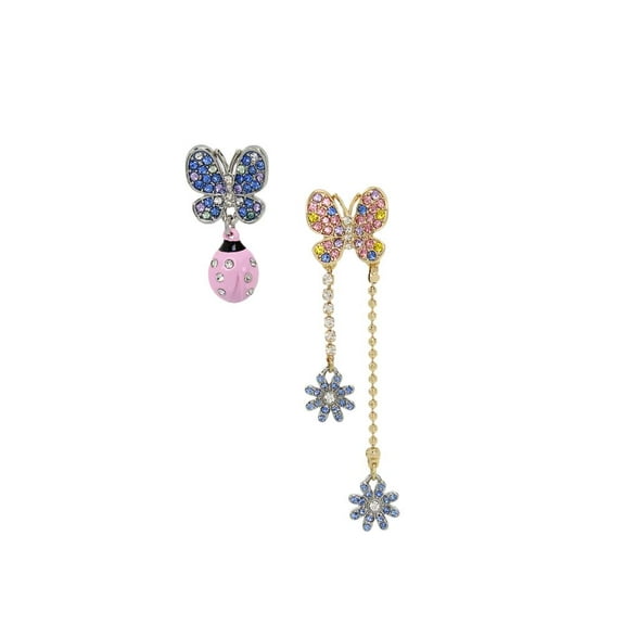 Betsey Johnson Women's Ooh A Daisy Mismatch Butterfly Earrings Pastel