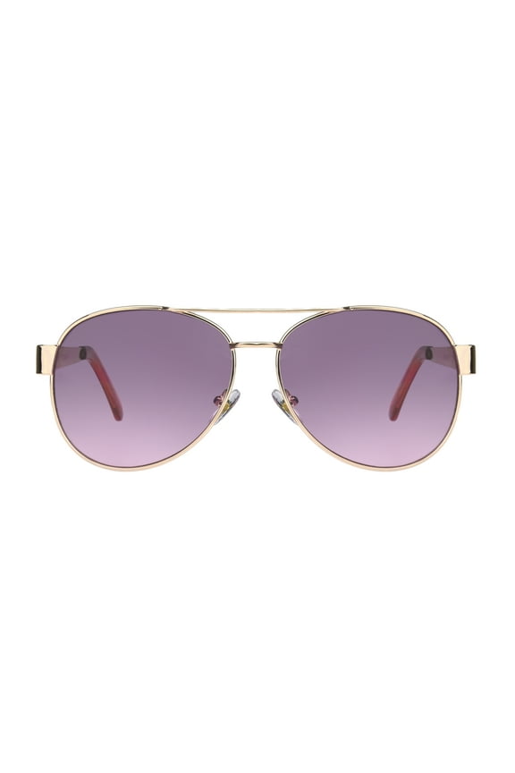 Women's Rose Gold Stone Encrusted Aviator Sunglasses