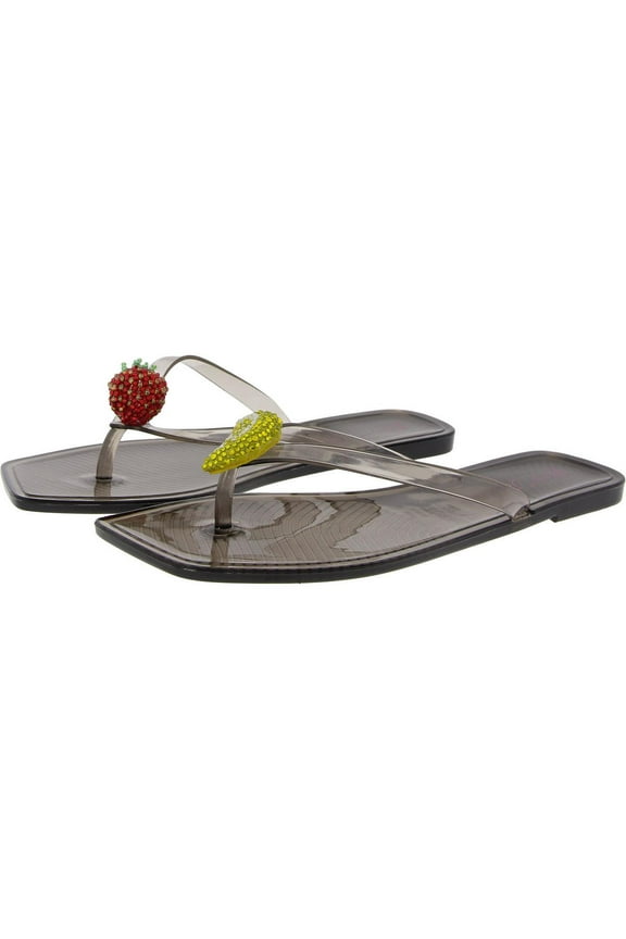Womens Berry Novelty Embellished Thong Slide Sandals