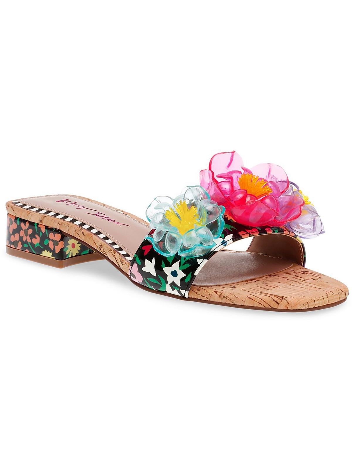 French Pink Hollow Out Floral Slide Sandals Peep Toe AA011 main image 1