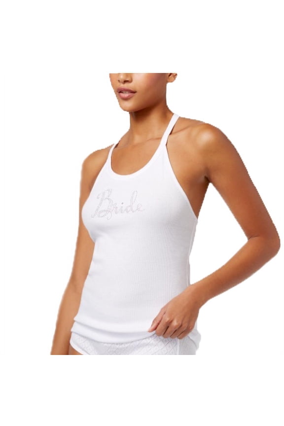 Womens Bridal Lace T Back Pajama Tank Top Only,1-Piece, Small, White