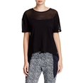 thumbnail image 1 of Betsey Johnson Womens Mesh Insert T-Shirt,Black,X-Large, 1 of 2