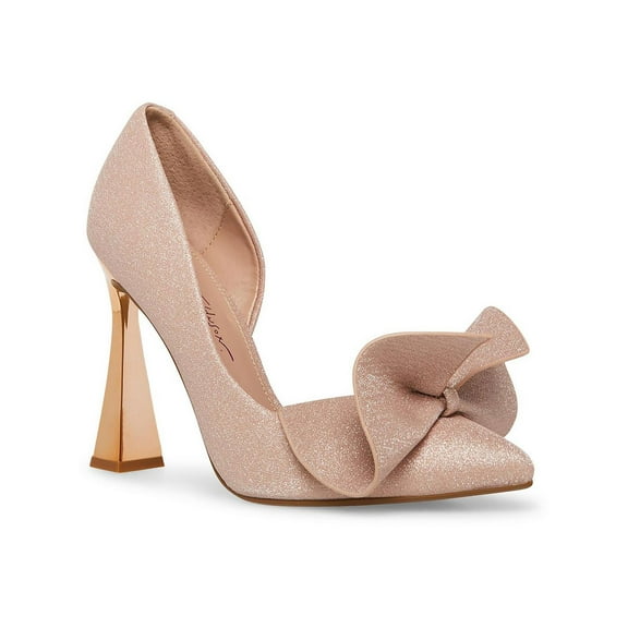 Betsey Johnson Womens Nobble Glitter Bow D'Orsay Heels