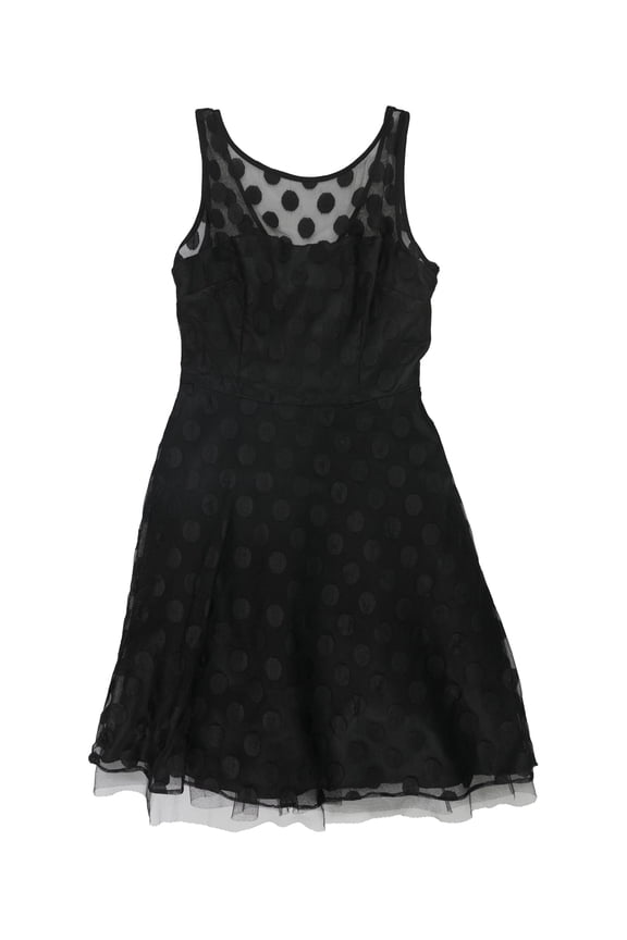 Womens Polka Dot Cocktail Dress, Black, 2