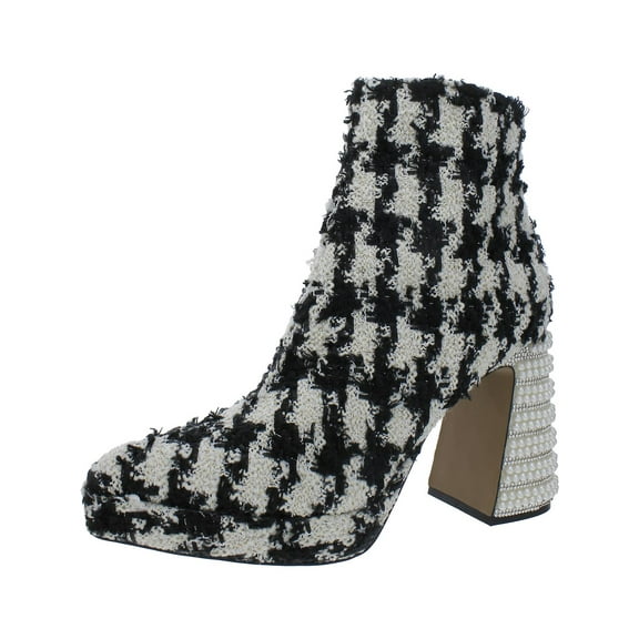 Betsey Johnson Womens Raylan Tweed Metallic Ankle Boots