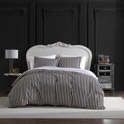 Betsey Johnson Wonderland Stripe Film Noir Full/Queen Duvet Cover Set, Soft Bedding with Shams, Machine Washable