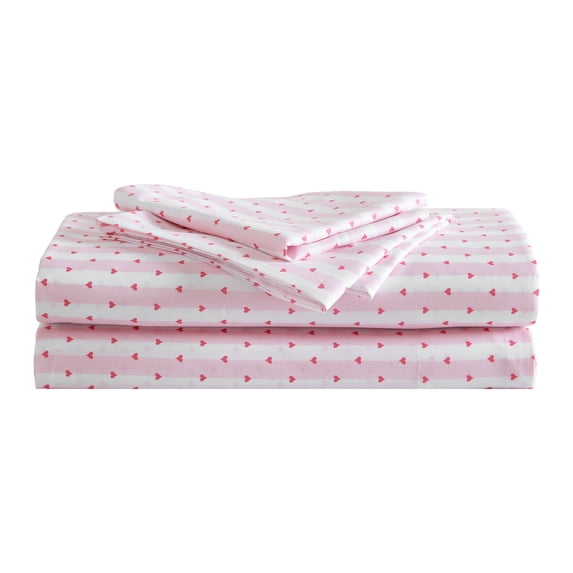 Betsey Johnson Wonderland Stripe Hot Pink Twin XL Sheet Set, Soft Easy-Care Bedding, Machine Washable