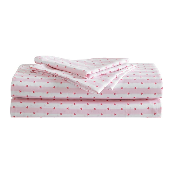 Betsey Johnson Wonderland Stripe Microfiber Pink 3 Piece Sheet Set-Twin