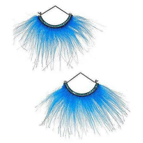 Betsey Johnson xox Trolls Faux-Fur Fan Earrings Blue