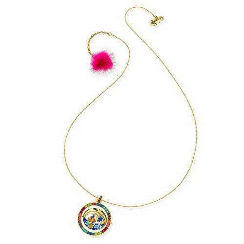 Betsey Johnson xox Trolls Gold-Tone Globe Pendant Necklace, Multicolor