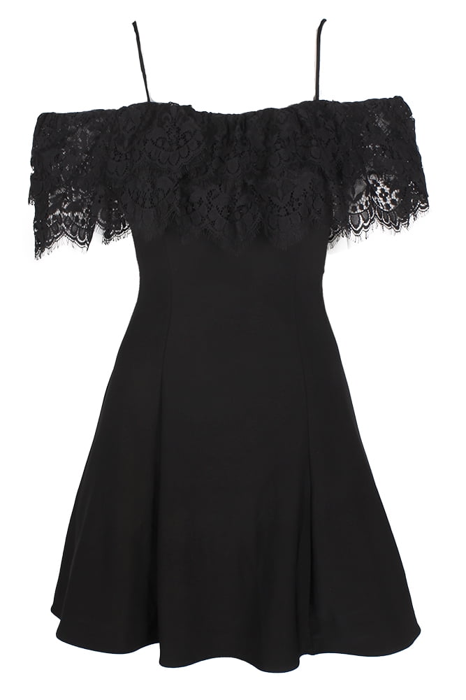 Betsy & Adam Petites Womens Ruffled Lace Cocktail Dress, Black