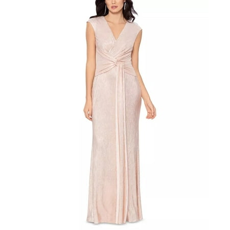 Betsy Adam Metallic Cap-Sleeve Gown