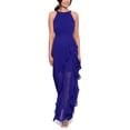 thumbnail image 1 of Betsy & Adam Women's Halter Neck Ruffled Gown Blue Size 4, 1 of 2