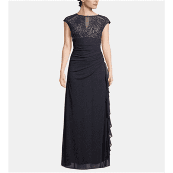 Betsy Adam Women's Lace Cutout Top Gown Blue Size 6