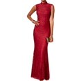 thumbnail image 1 of Betsy & Adam Women's Mock Open-Back Lace Gown (12, Wine), 1 of 2
