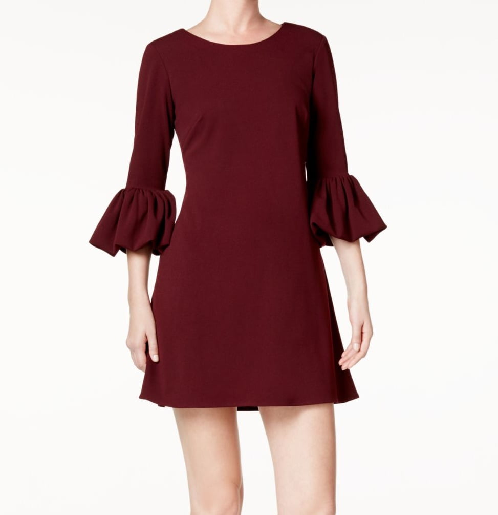 Women's Petite Bell-Sleeve A-Line Dress (6P, Burgundy)