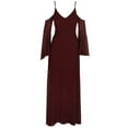 thumbnail image 1 of Betsy & Adam Women's Petite Long Chiffon Cold-Shoulder Dress (2P, Burgundy), 1 of 2