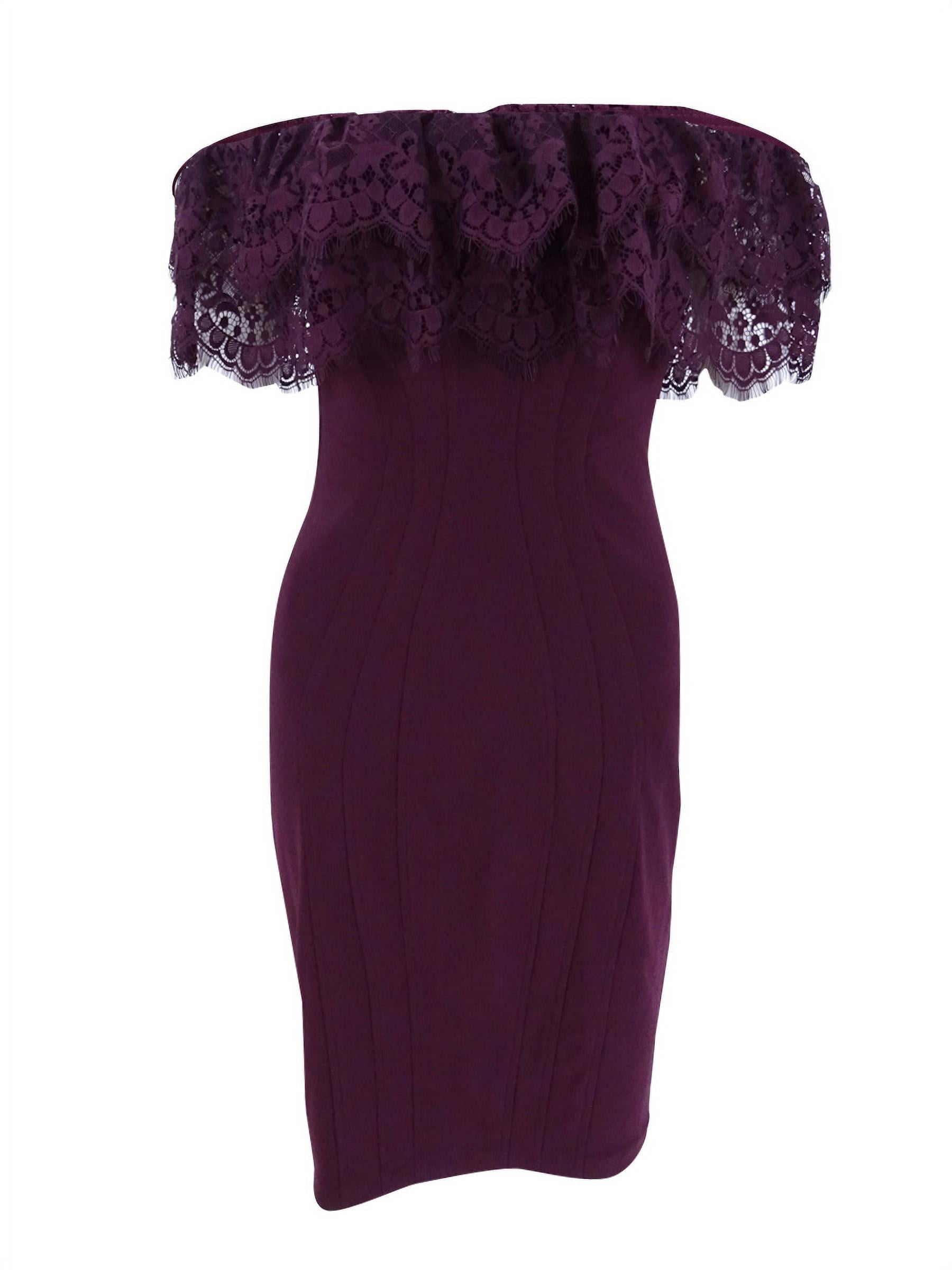Betsy \u0026 Adam Women's Red Wine Women's Petite Lace Seamed Sheath Dress (12P Wine)