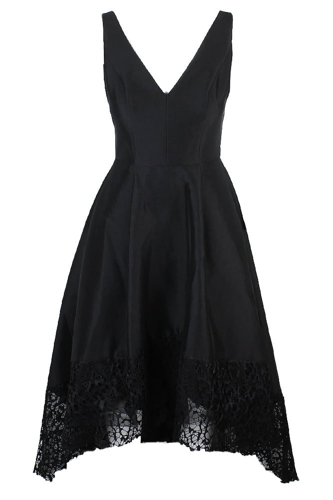 slim fit dress slacks B&A By Betsy & Adam Petite V-Neck Lace-Bodice Gown MSRP $179 – DGFOutlet main image 0